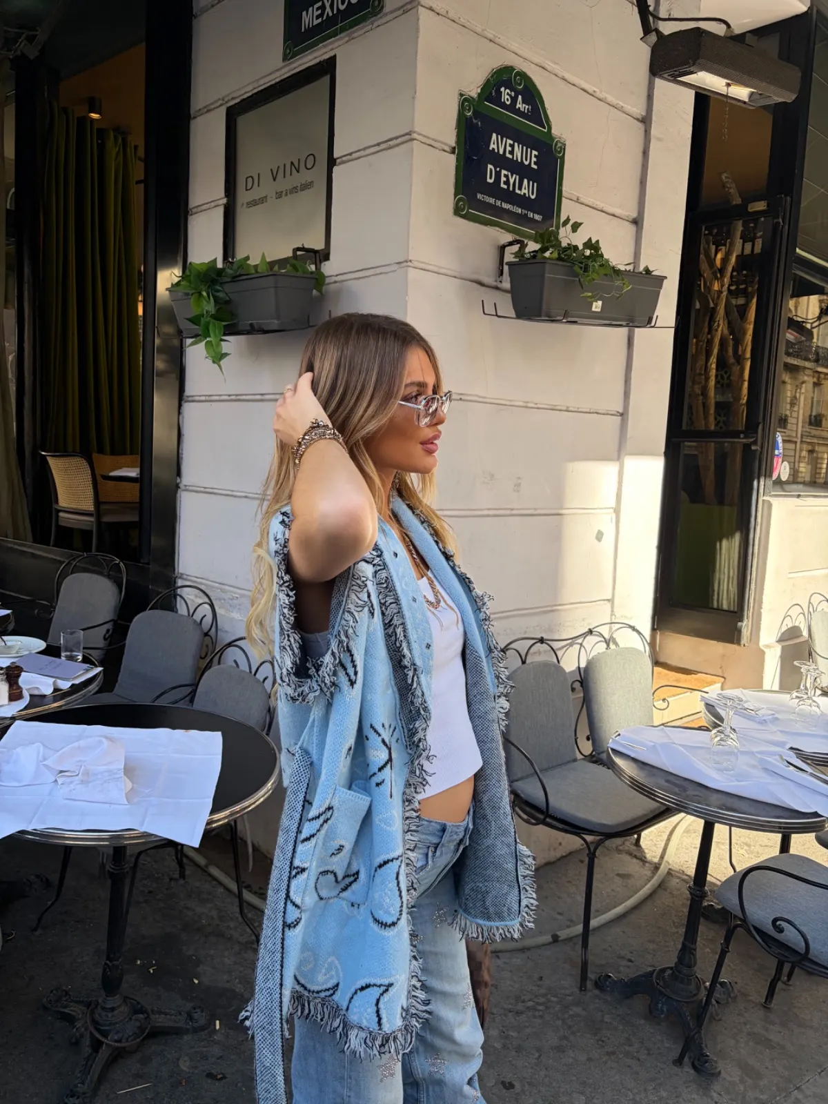 Manteau Kimono Bandana — Bleu ciel — vue 2