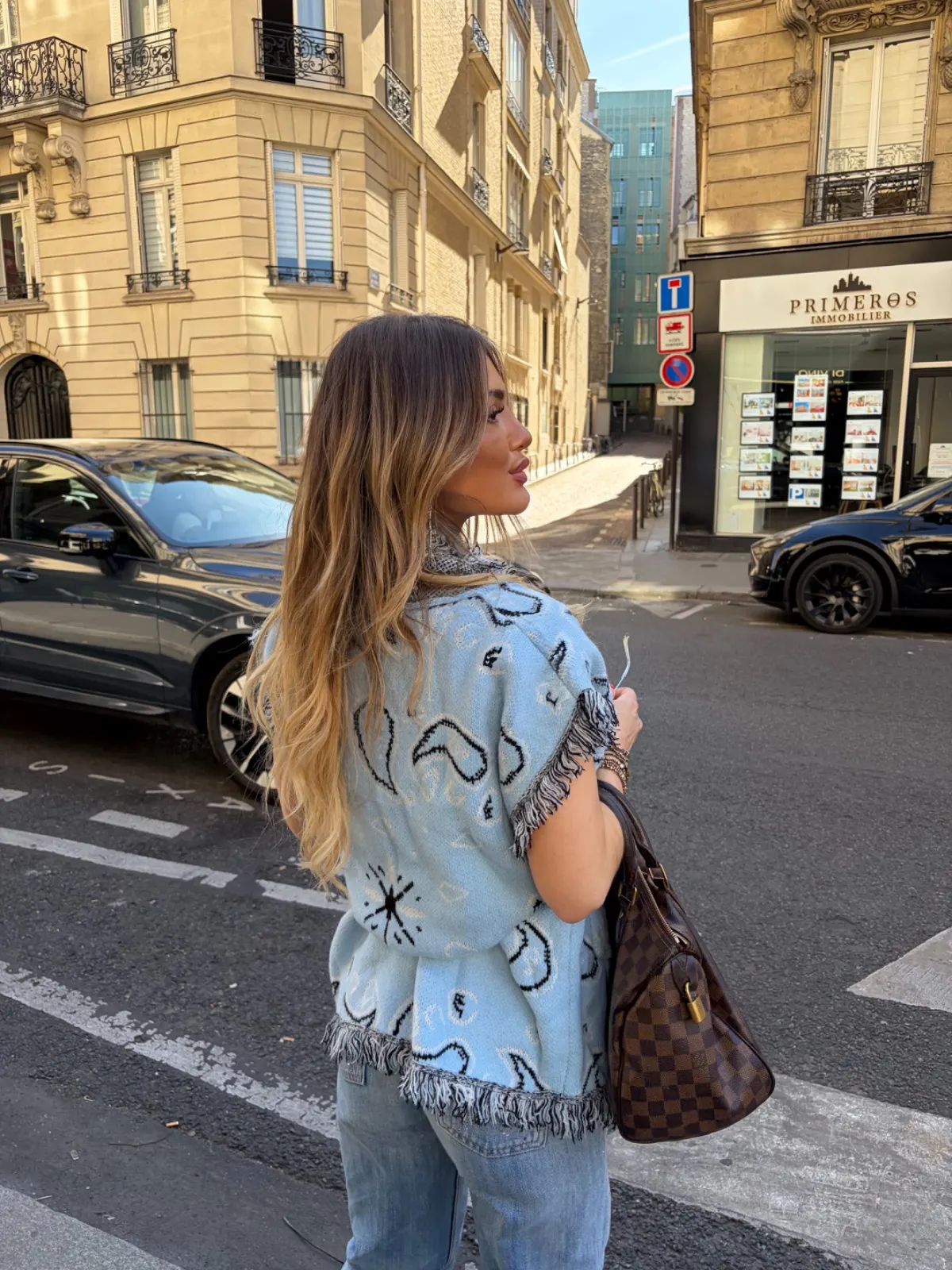 Manteau Kimono Bandana — Bleu ciel — vue 3