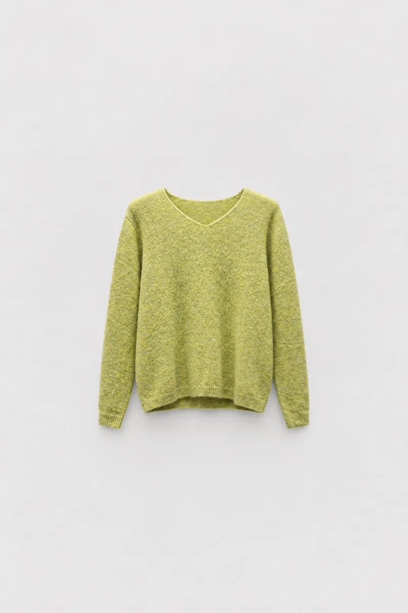 Pull Alpaga Col V — Vert