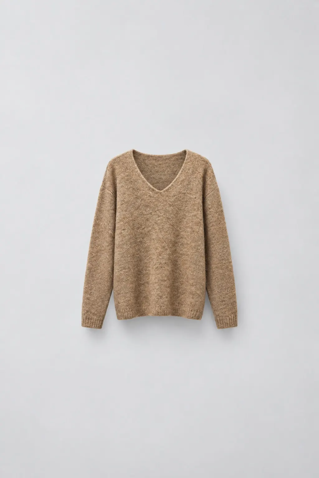 Pull Alpaga Col V — Camel