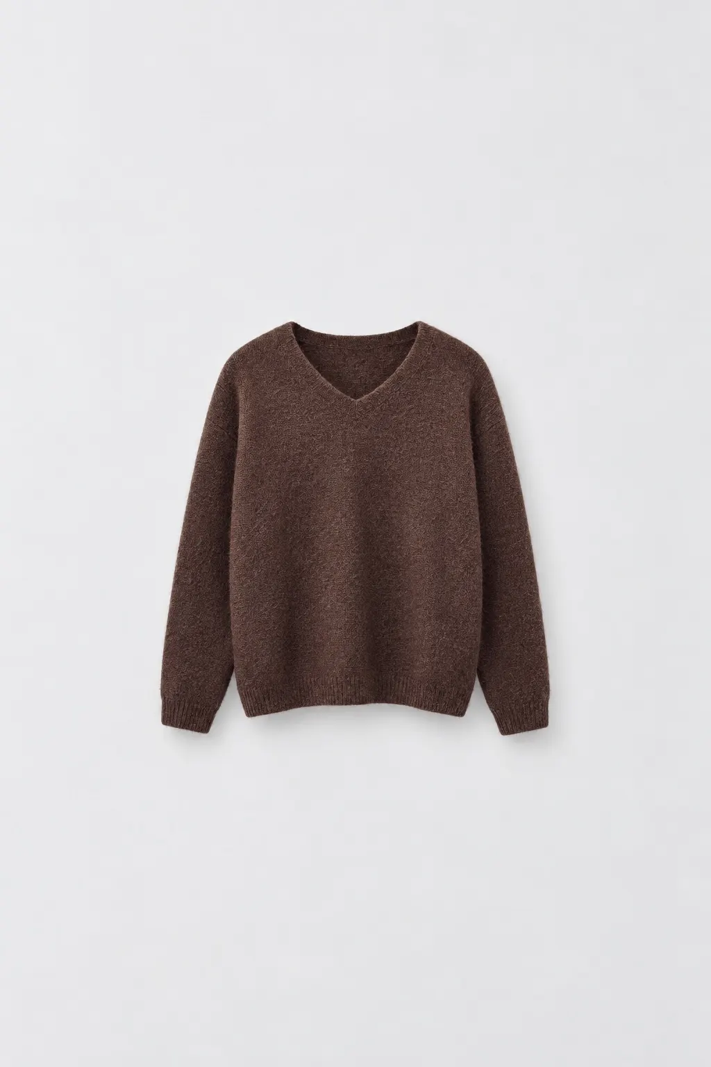 Pull Alpaga Col V — Marron