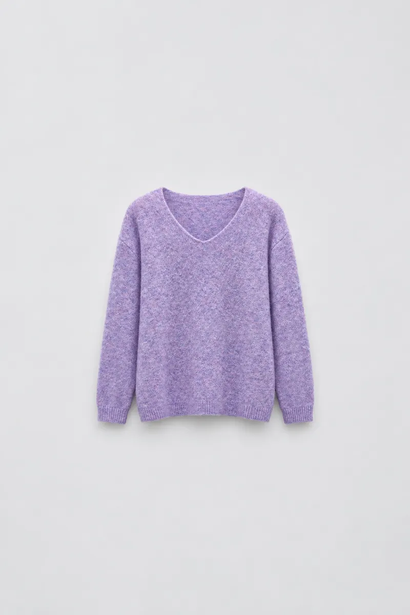 Pull Alpaga Col V — Lila