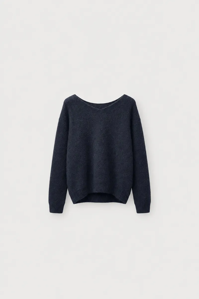 Pull Alpaga Col V — Noir