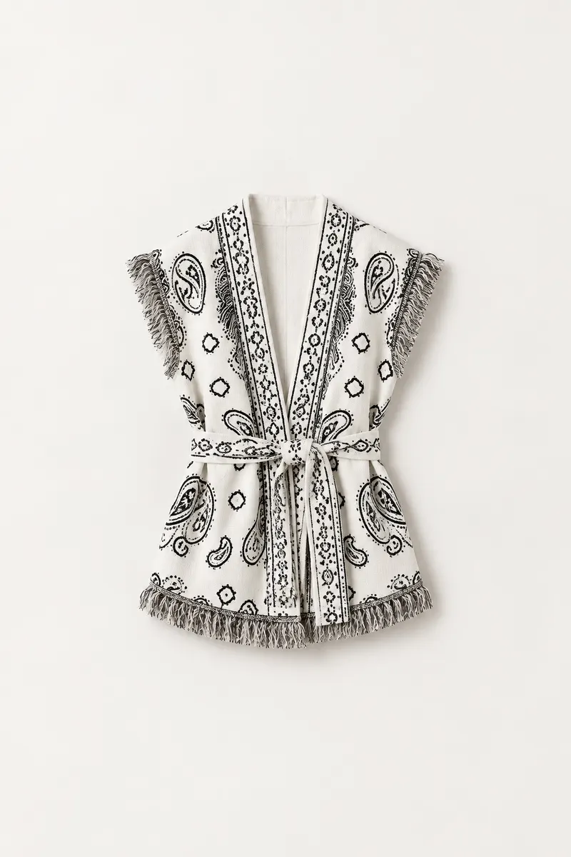 Manteau Kimono Bandana — Blanc