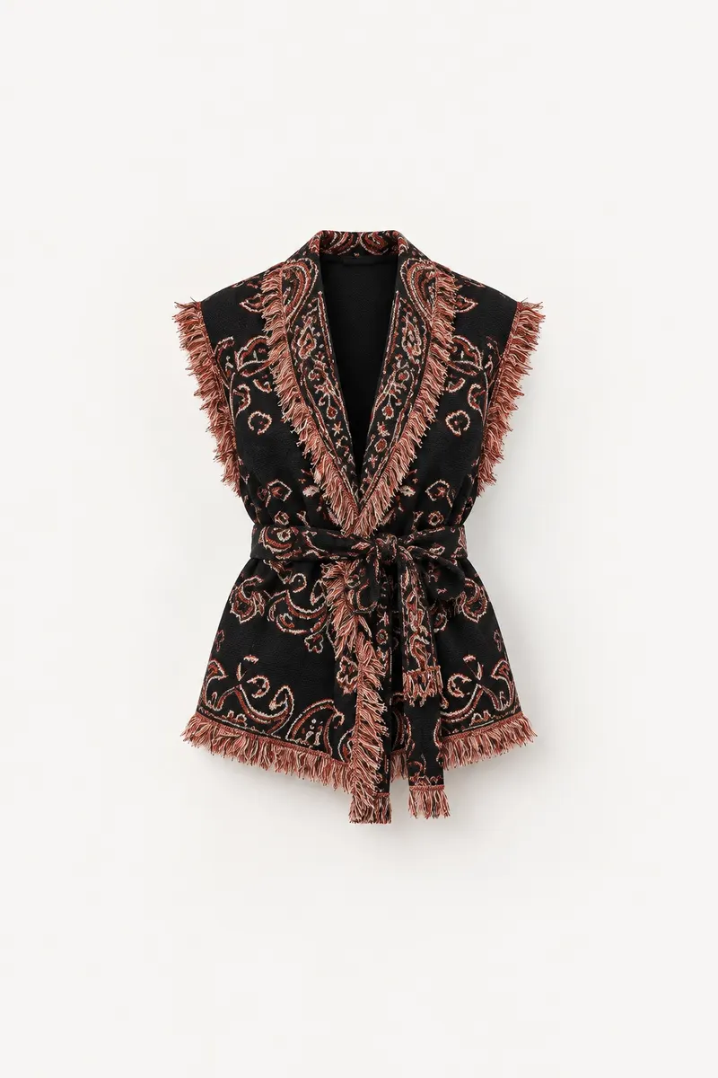 Manteau Kimono Bandana — Noir