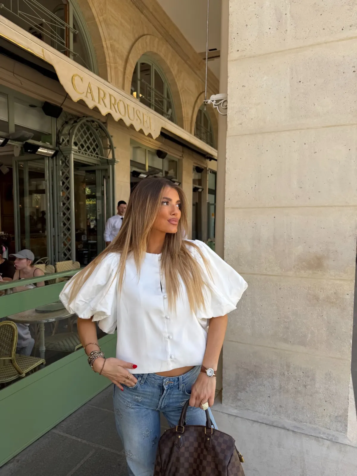 Blouse Satinée — Blanc — vue 3